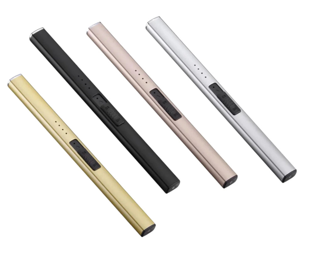 The Chandlery rechargeable electric candle lighters in gold, black, rose gold and silver